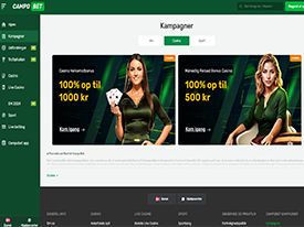 Oversigt over tilbud hos Campobet